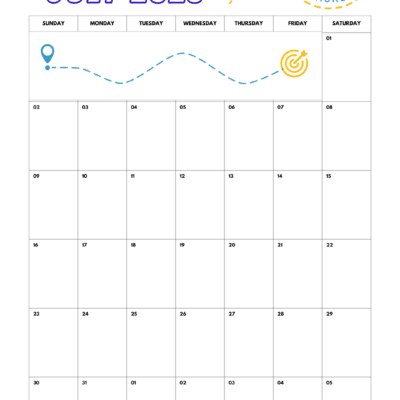 JULY RUNNING CALENDAR – Miles Tracker